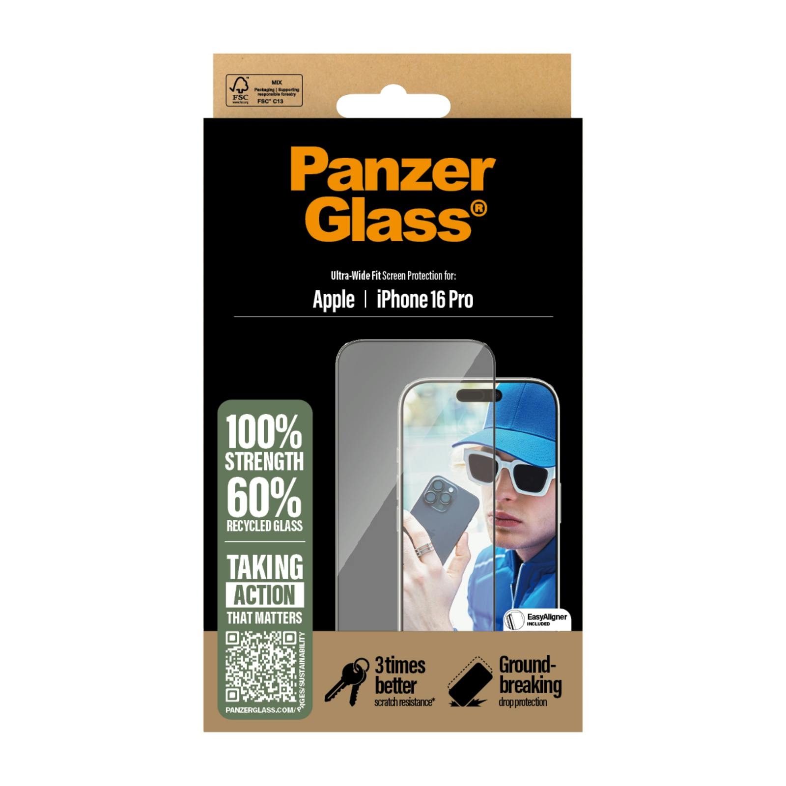 PanzerGlass iPhone 16 Pro Ultra-Wide Fit Screenprotector Privacy