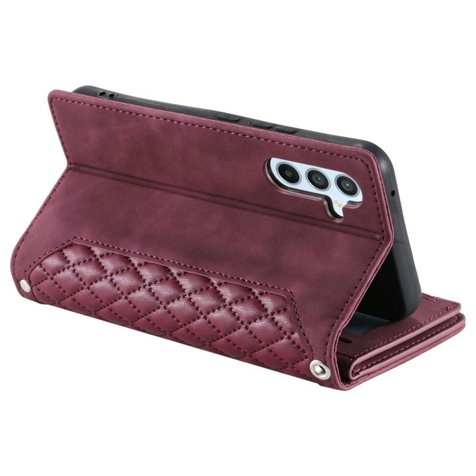 Comfycase Samsung Galaxy A55 Zipper Wallet Hoesje met Draagkoord Rood