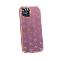 Mocaa iPhone 12 (Pro) 3D Effect Hartjes Hoesje Roze
