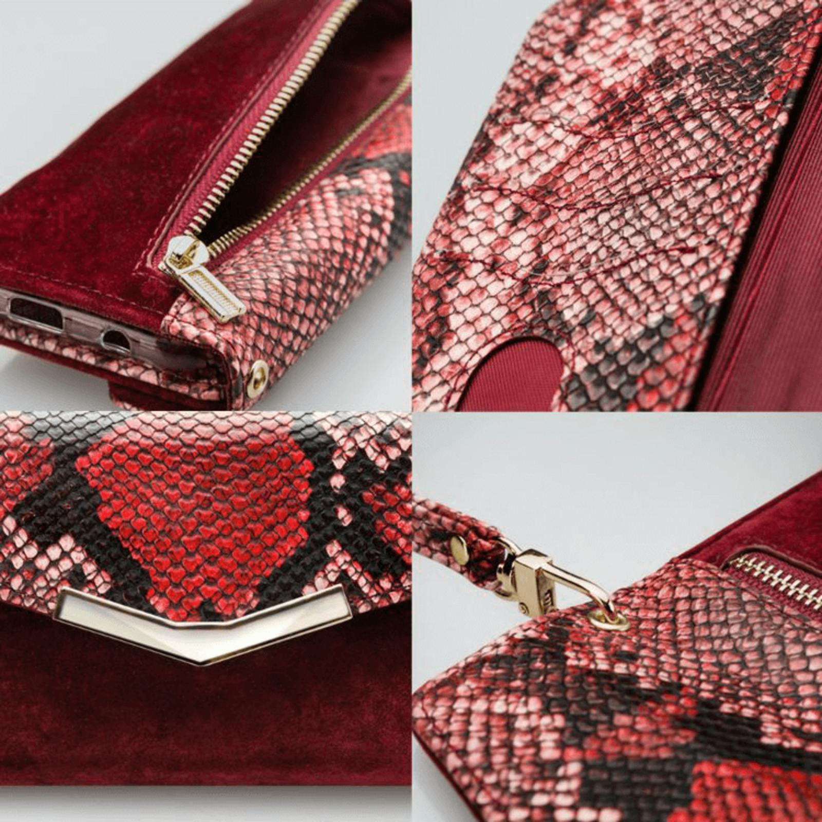 Mobilize Samsung Galaxy A20e Velvet Clutch Red Snake Rood