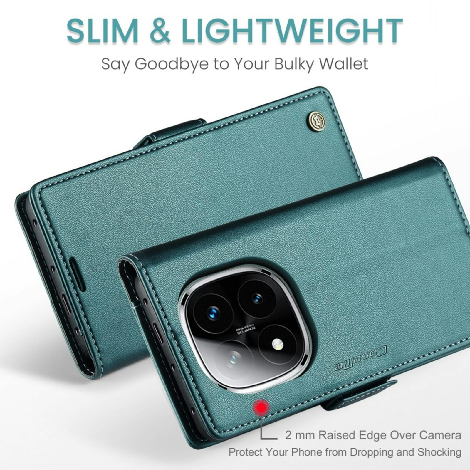 Caseme Xiaomi Redmi Note 14 Pro(+) Bookcase Hoesje Turqoise