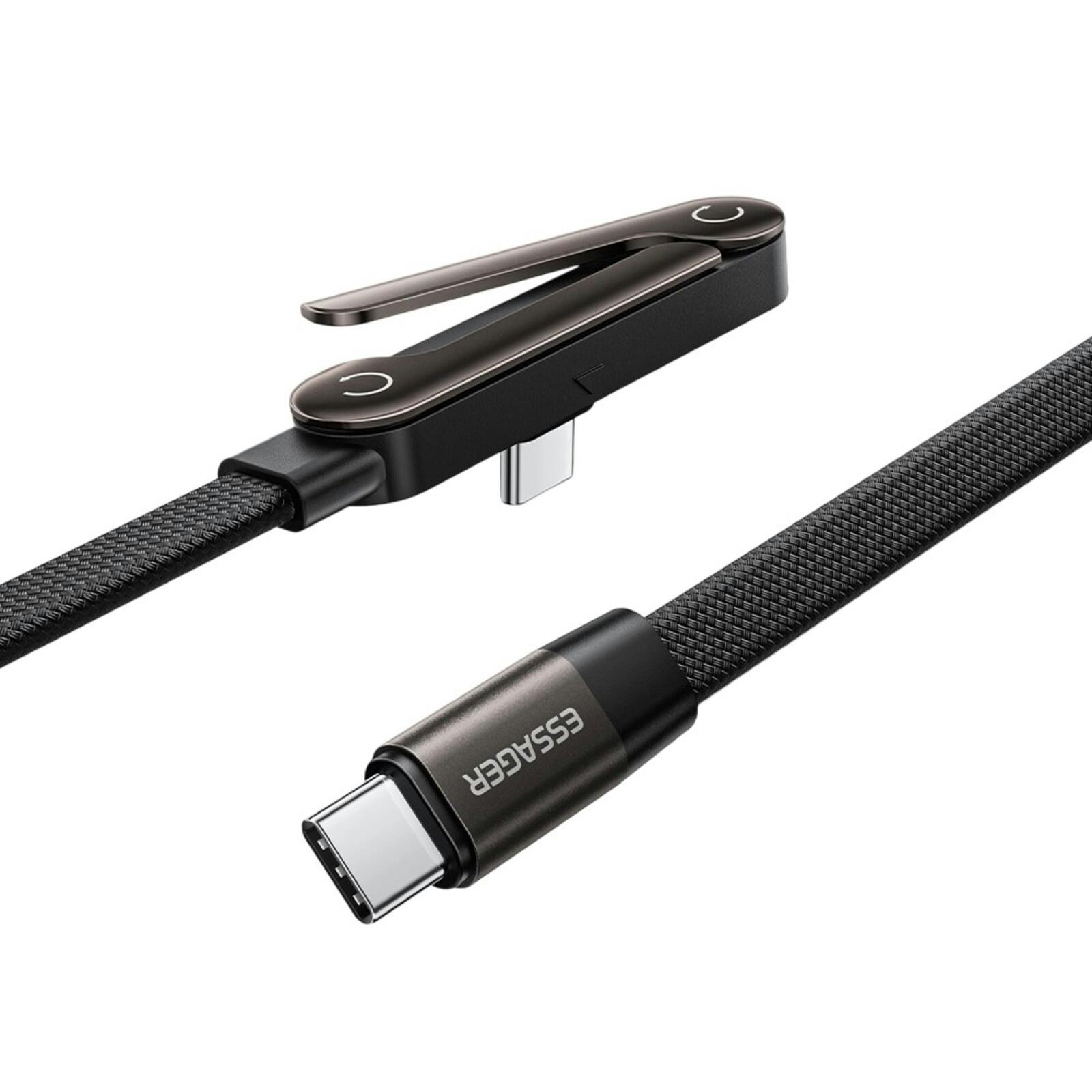 Essager USB-C naar USB-C Kabel 100W met Verstelbare Standaard Zwart