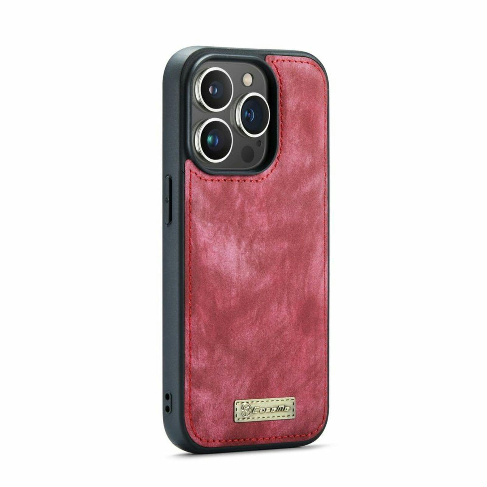 Caseme iPhone 15 Pro Vintage Portemonnee Hoesje Rood