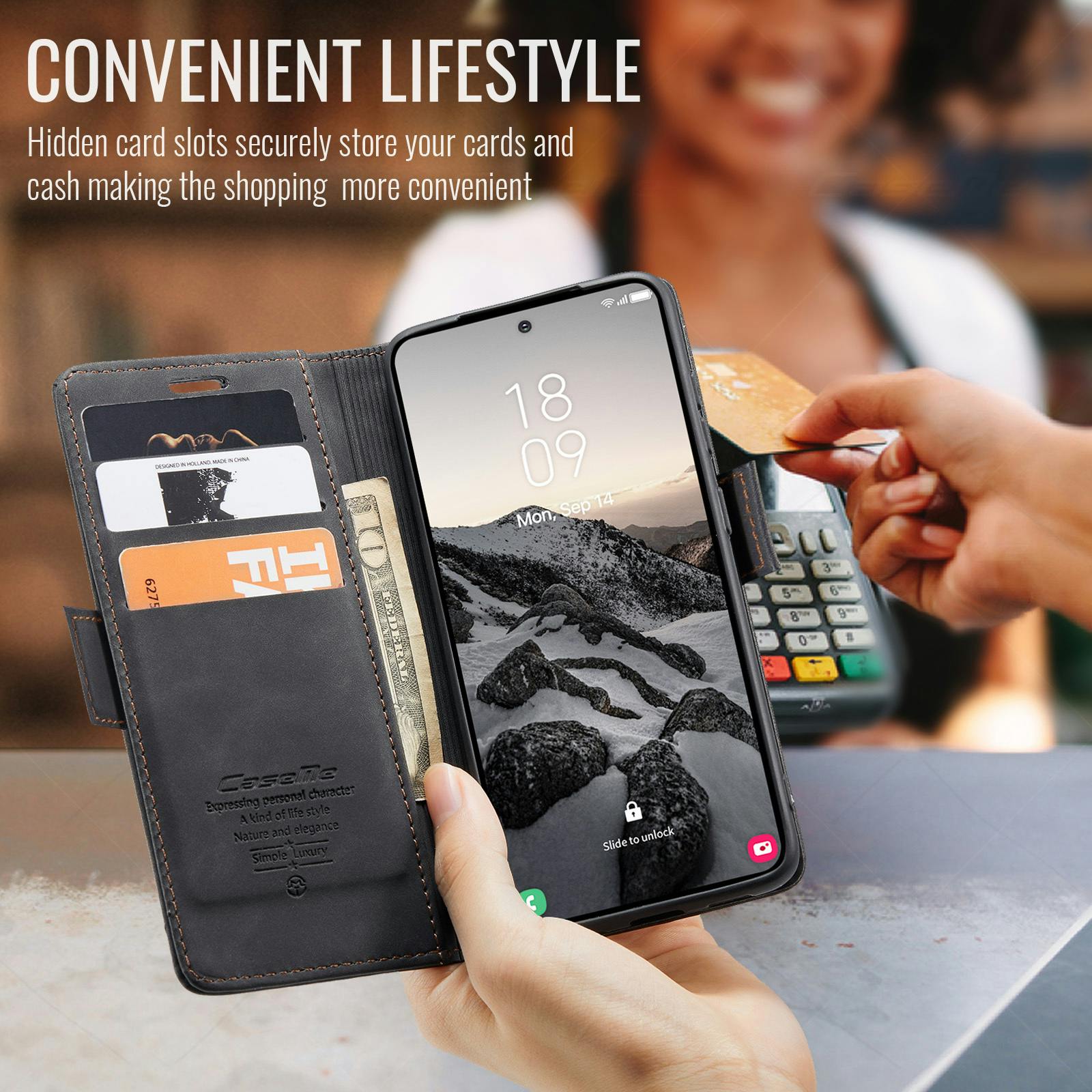 Caseme Samsung Galaxy S26 Ultra Business Bookcase Hoesje Zwart