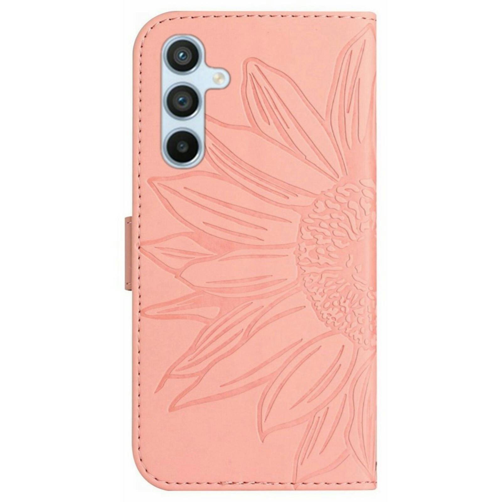 Mocaa Samsung Galaxy A35 Sunflower Bookcase met Koord Roze