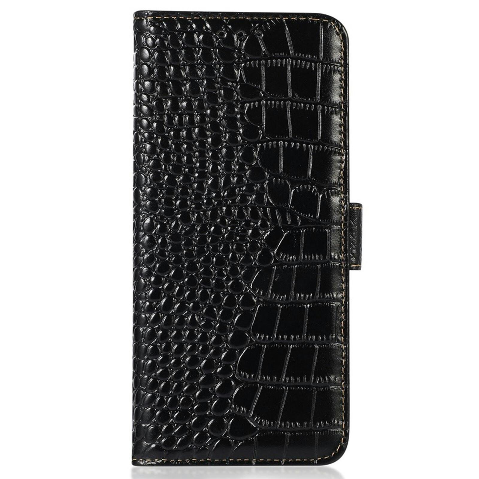 Mocaa Samsung Galaxy A56 Croco Book Case Leer Zwart