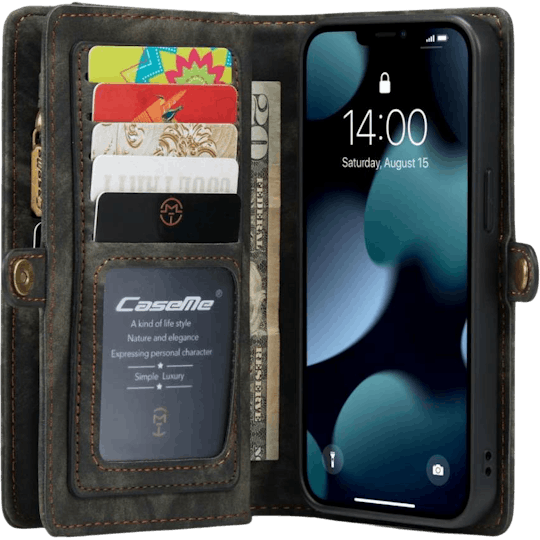 Caseme iPhone 13 Portemonnee Hoesje Alles-in-één Zwart - Voorkant
