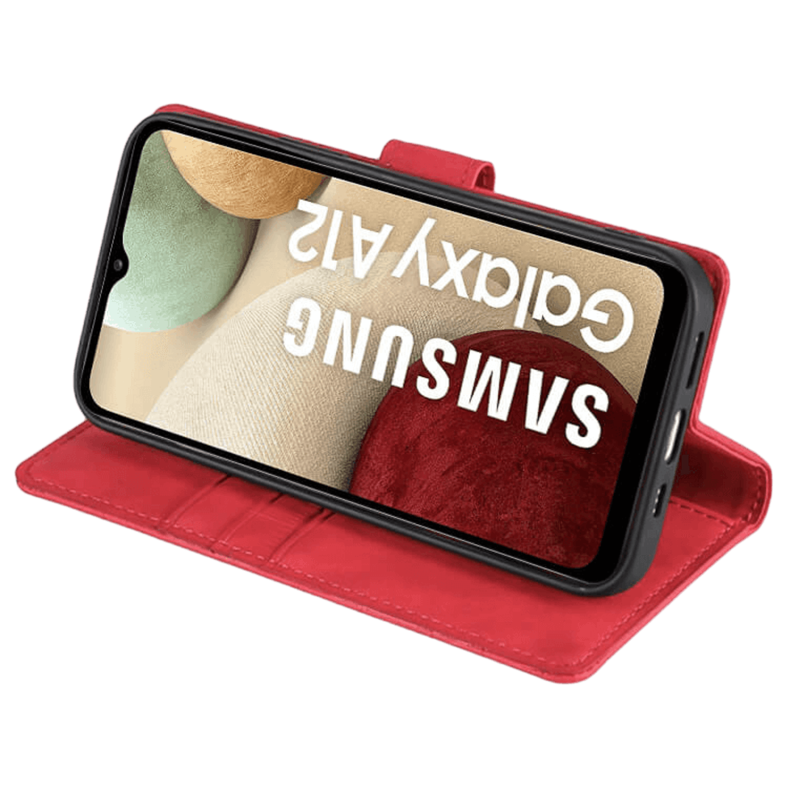 Mocaa Samsung Galaxy A12 Bookcase Hoesje Krokodillenleer Rood