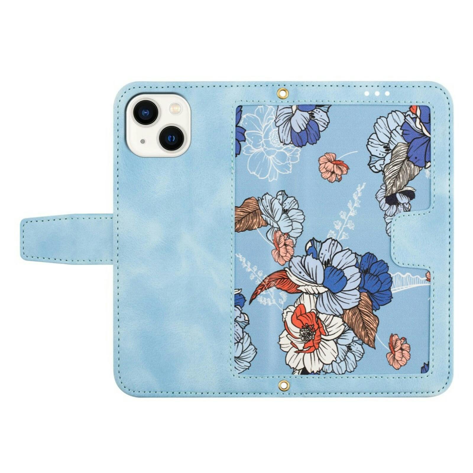 Mocaa Apple iPhone 15 Floral Series Bookcase Blauw