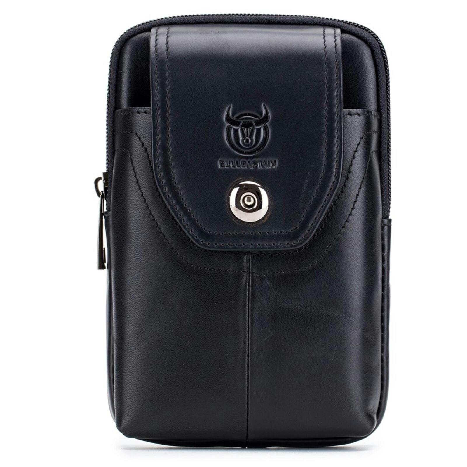 Bullcaptain Vertical Leather Smartphone Pouch Zwart L
