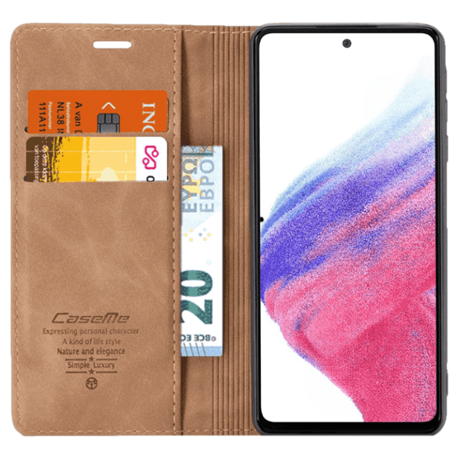 Caseme Samsung Galaxy A54 Business Wallet Bookcase Hoesje Bruin