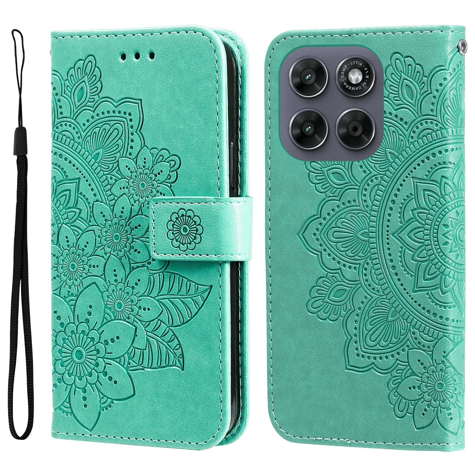 Comfycase Motorola Moto G67 Mandala Wallet Groen