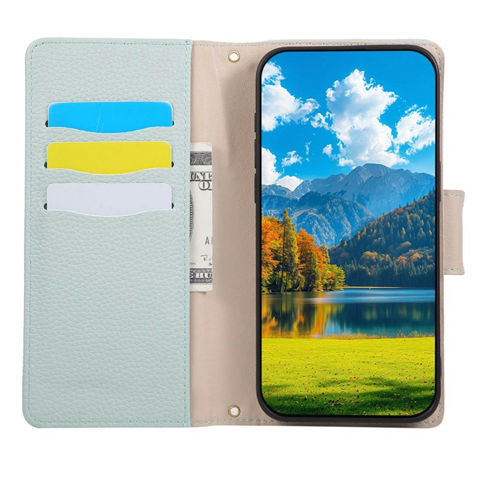 TwoTone Samsung Galaxy A57 Zipper Boek Hoesje Groen