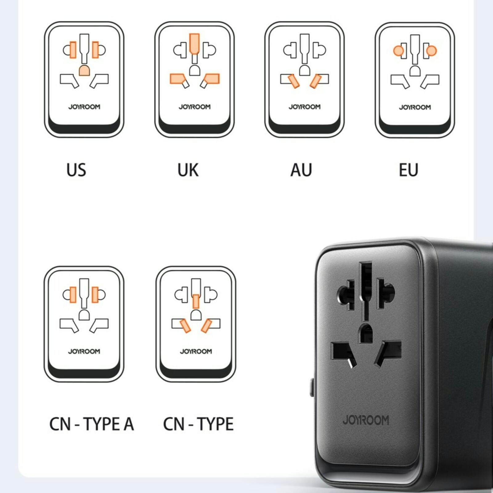 Joyroom Global Travel Adapter 17W Zwart