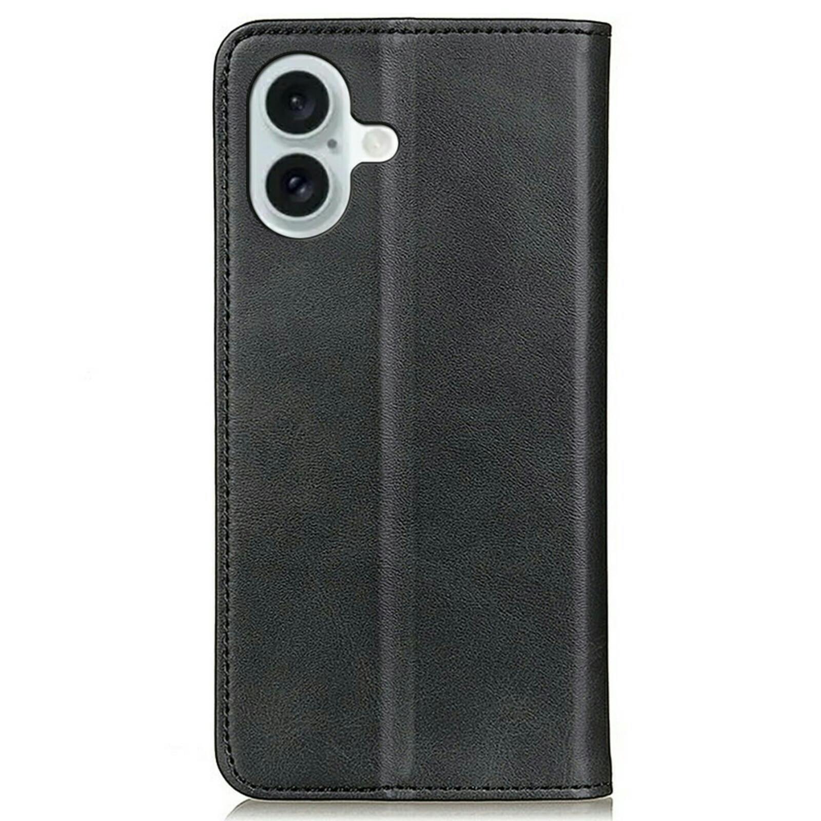 CaseBody Apple iPhone 17 Real Leather Wallet Hoesje Zwart