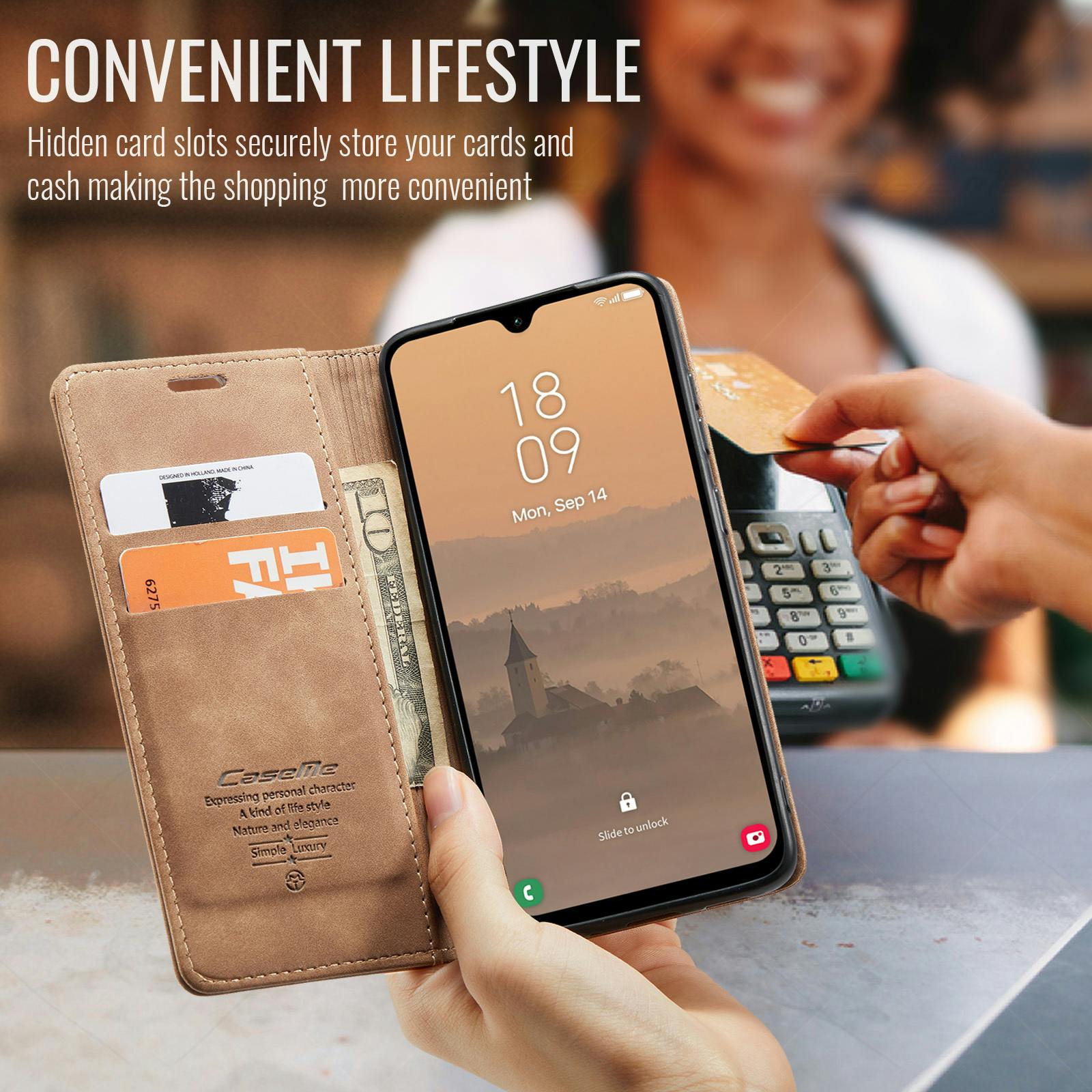 Caseme Samsung Galaxy A57 Business Bookcase Hoesje Grijs