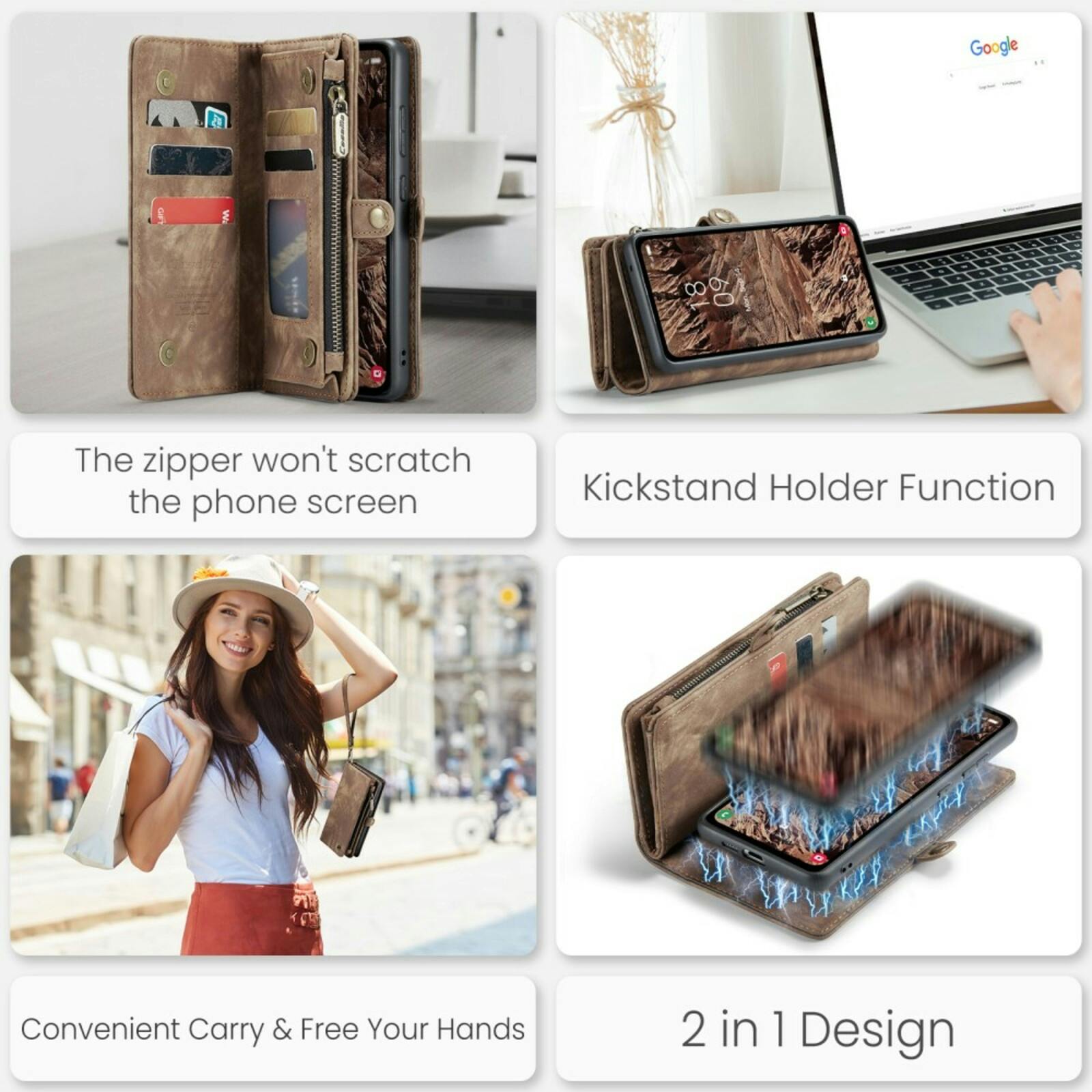 Caseme Samsung A55 Vintage Wallet Hoesje Bruin