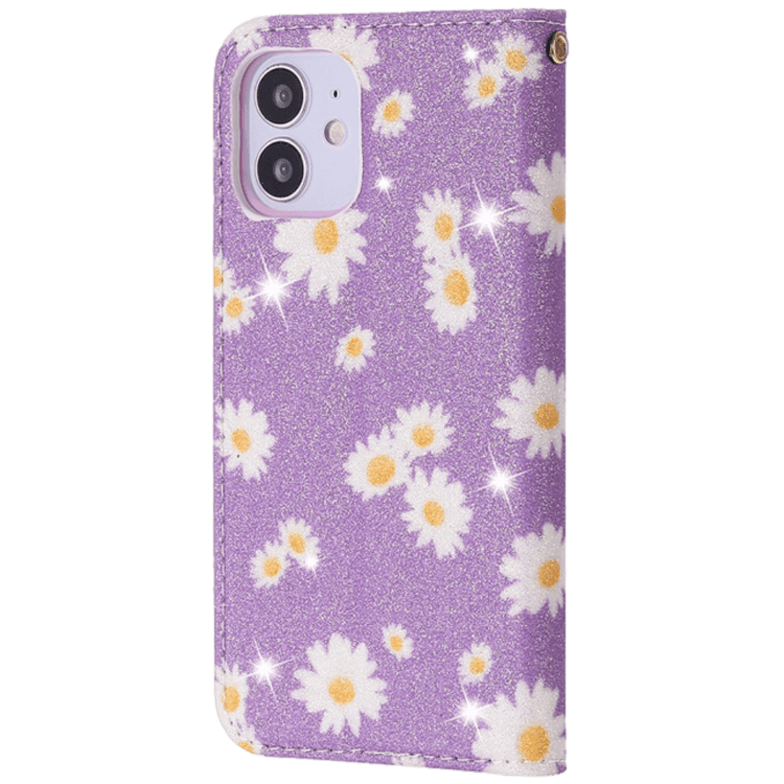 Comfycase iPhone 12 Mini Daisy Bookcase Hoesje Paars