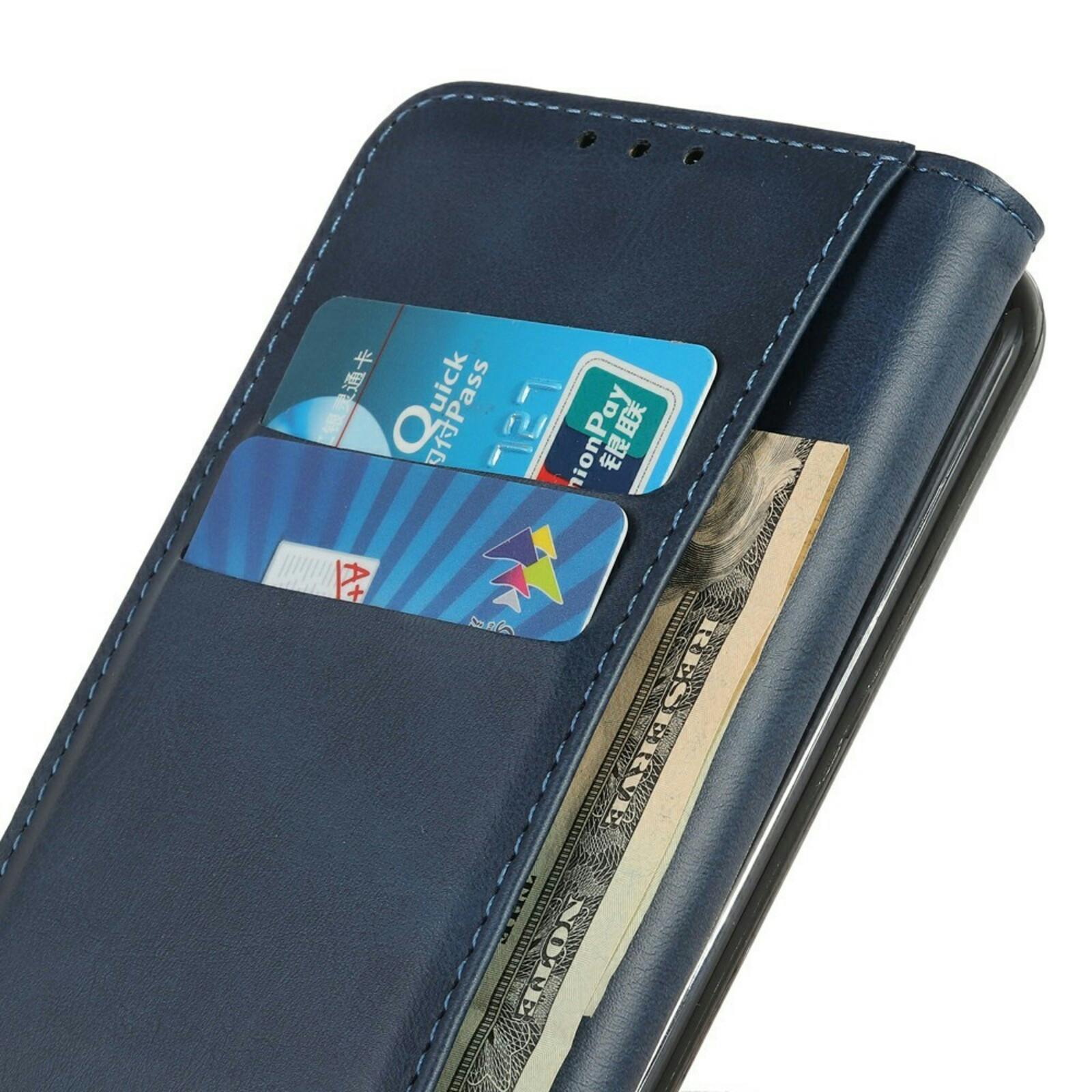CaseBody Apple iPhone 17 Pro Real Leather Wallet Hoesje Blauw