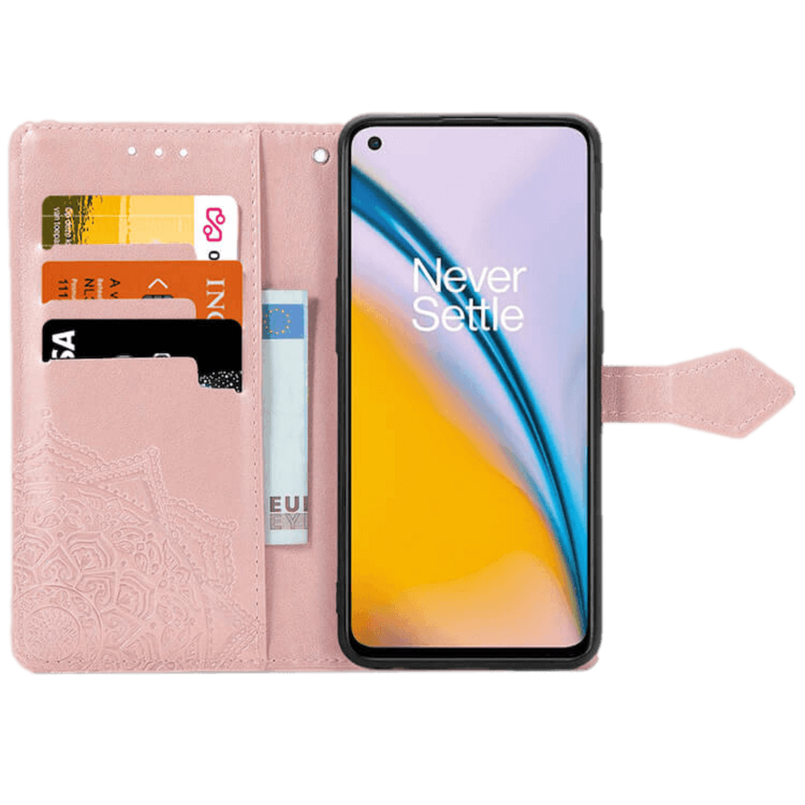 Comfycase OnePlus Nord 2 Butterfly Booklet Telefoonhoesje Roségoud