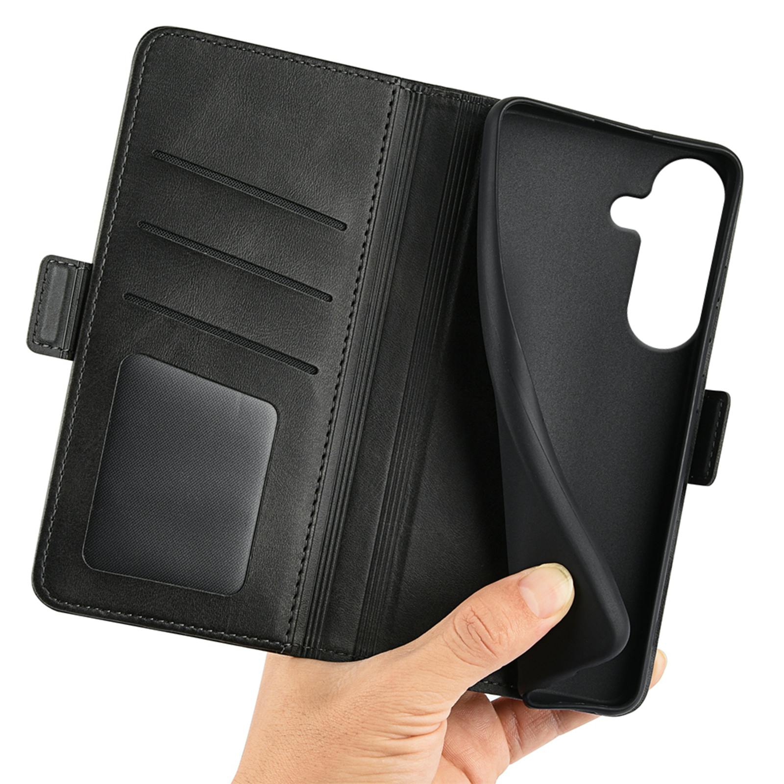 CaseBody Samsung S26 Real Leather Wallet Hoesje Zwart