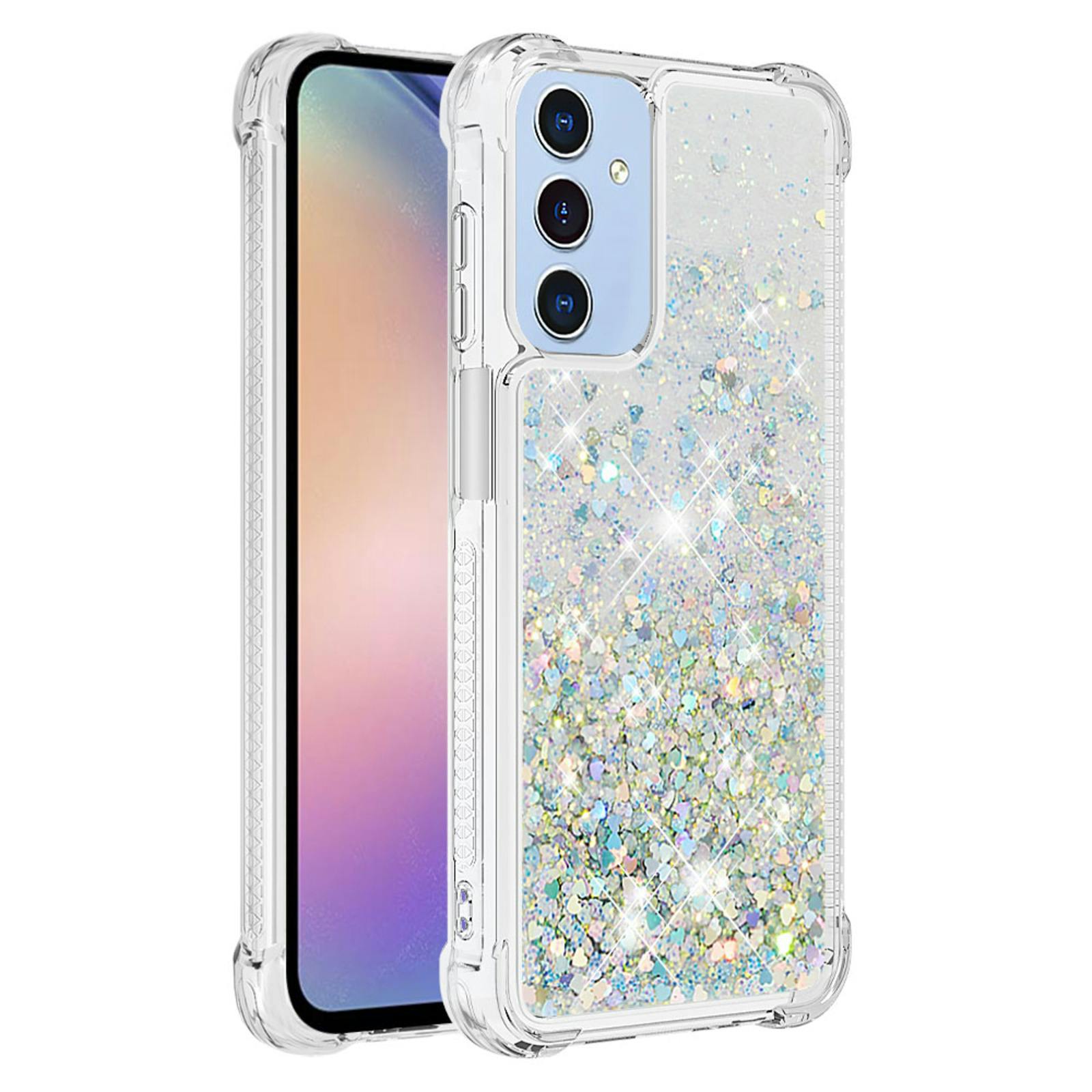 Mocaa Samsung Galaxy A17 (5G) Valbestendig Glitter Hoesje Zilver
