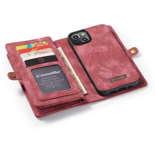 Caseme iPhone 13 Portemonnee Hoesje Alles-in-één Rood