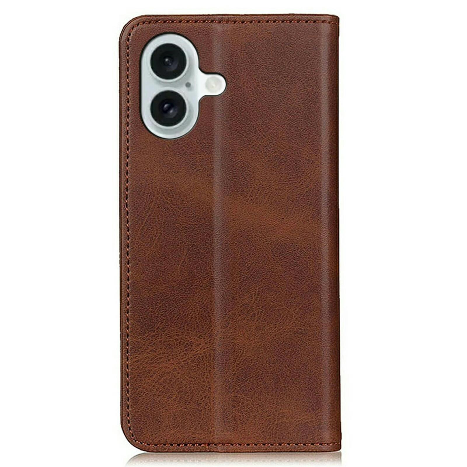 CaseBody Apple iPhone 17 Real Leather Wallet Hoesje Bruin