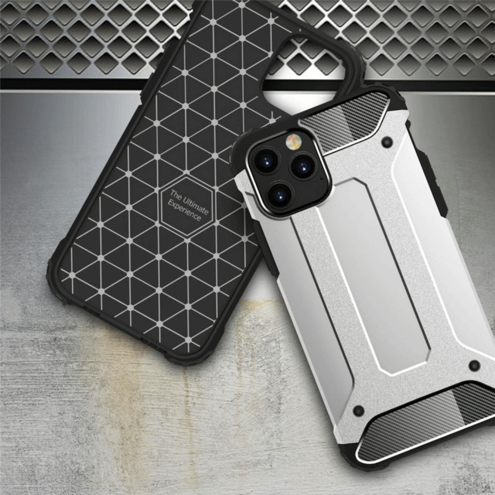 CaseBody iPhone 12 Pro Max Shockproof Hoesje Steel Armor Zilver