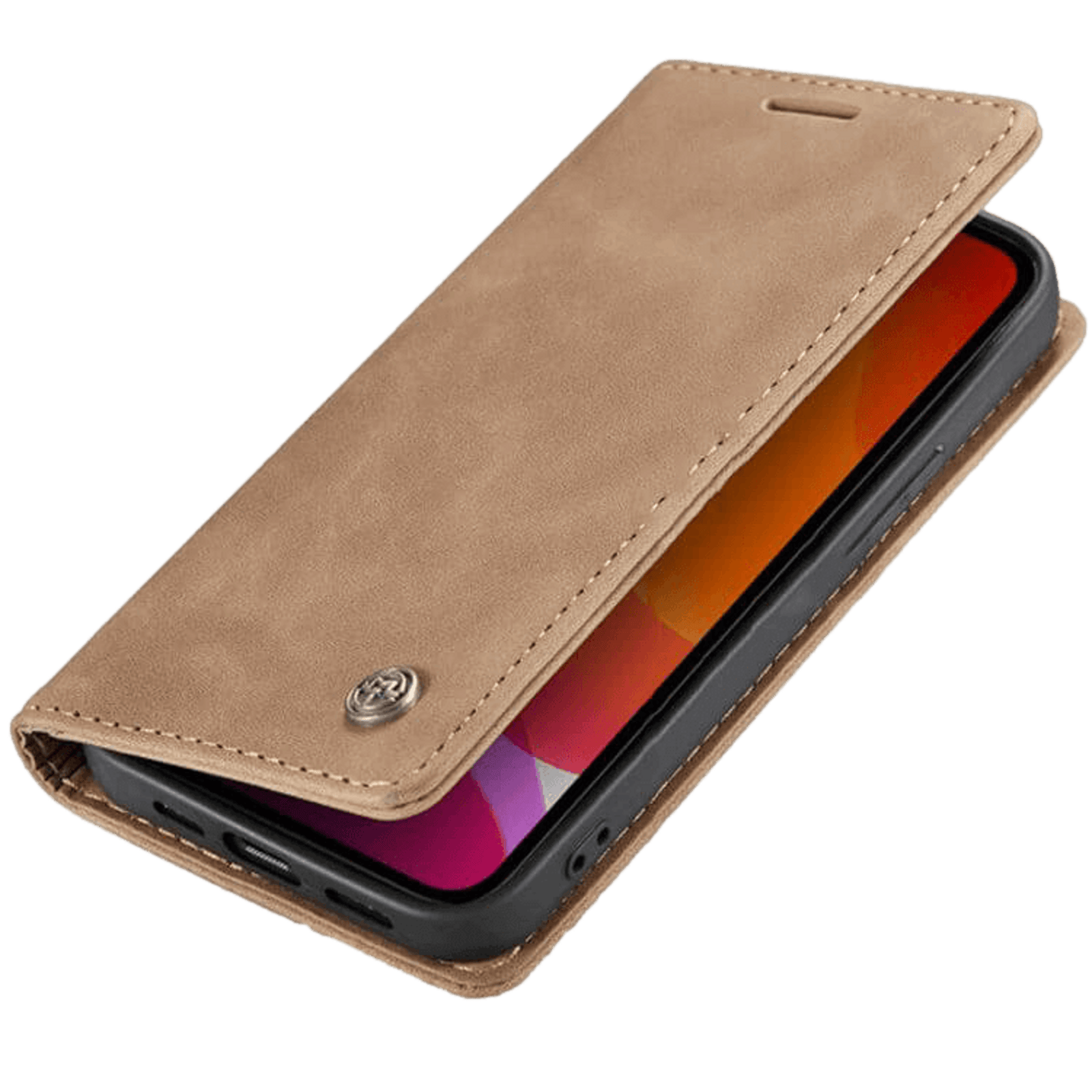 Caseme iPhone 13 Business Wallet Bookcase Hoesje Bruin