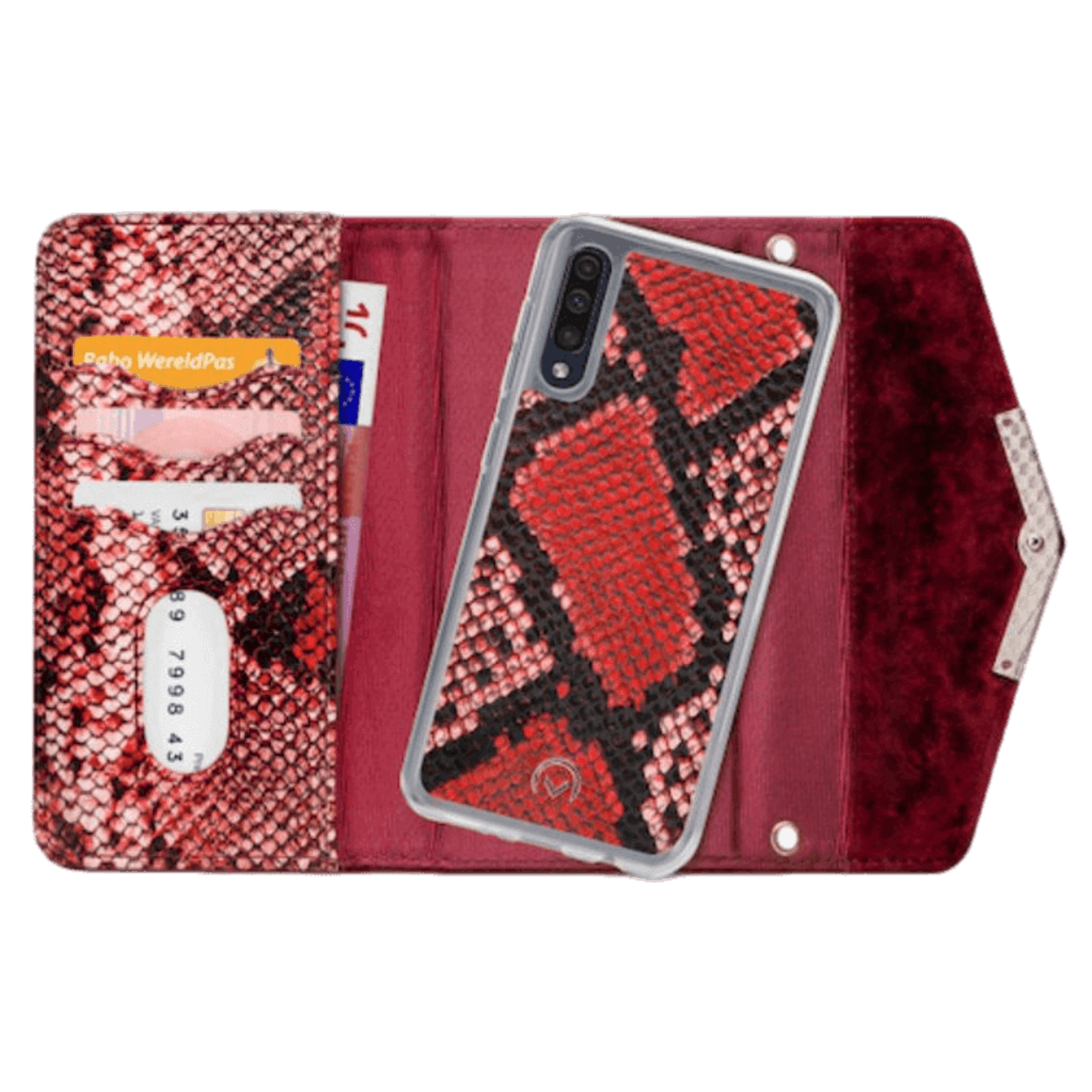 Mobilize Samsung Galaxy A50 Velvet Clutch Red Snake Rood