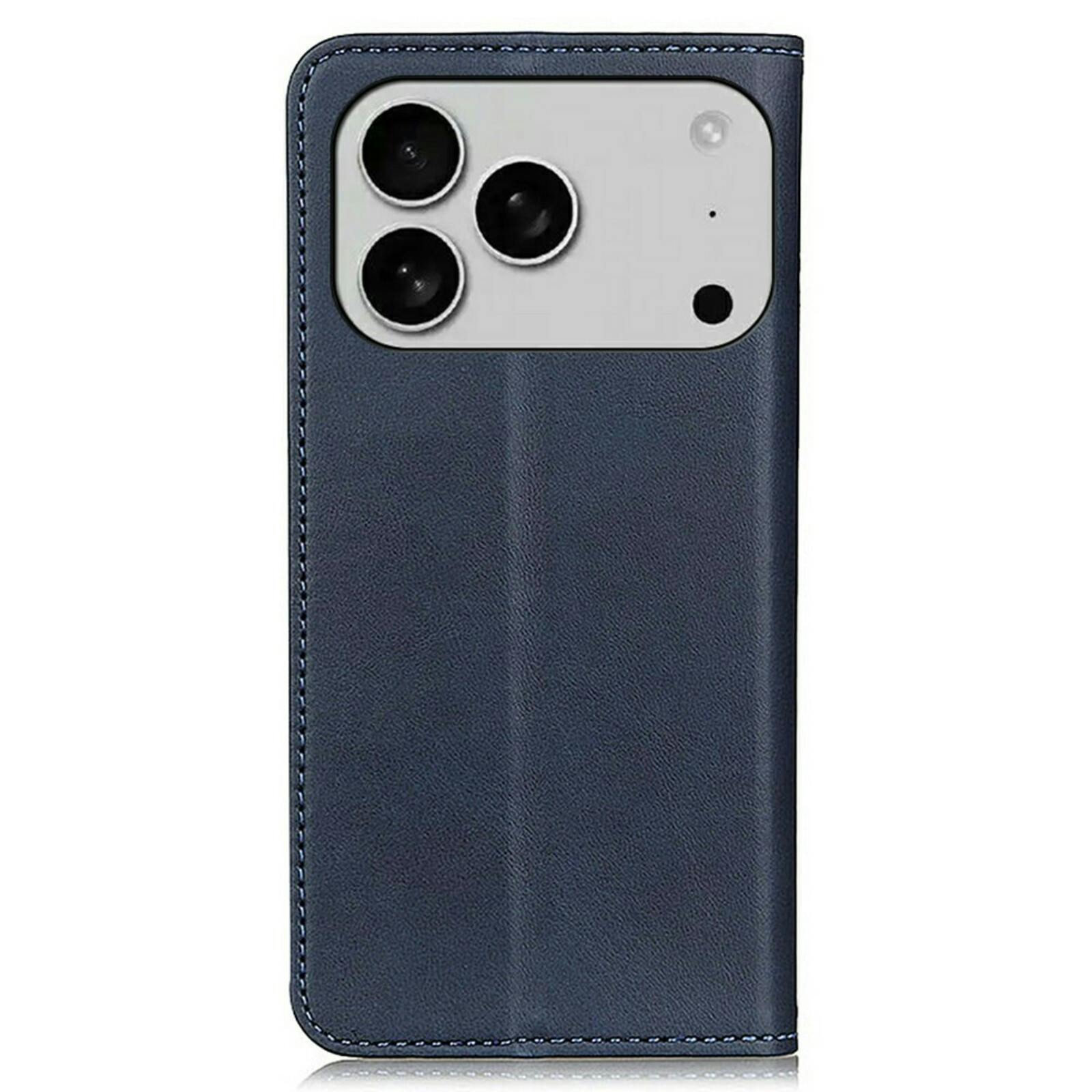 CaseBody Apple iPhone 17 Pro Max Real Leather Wallet Hoesje Blauw
