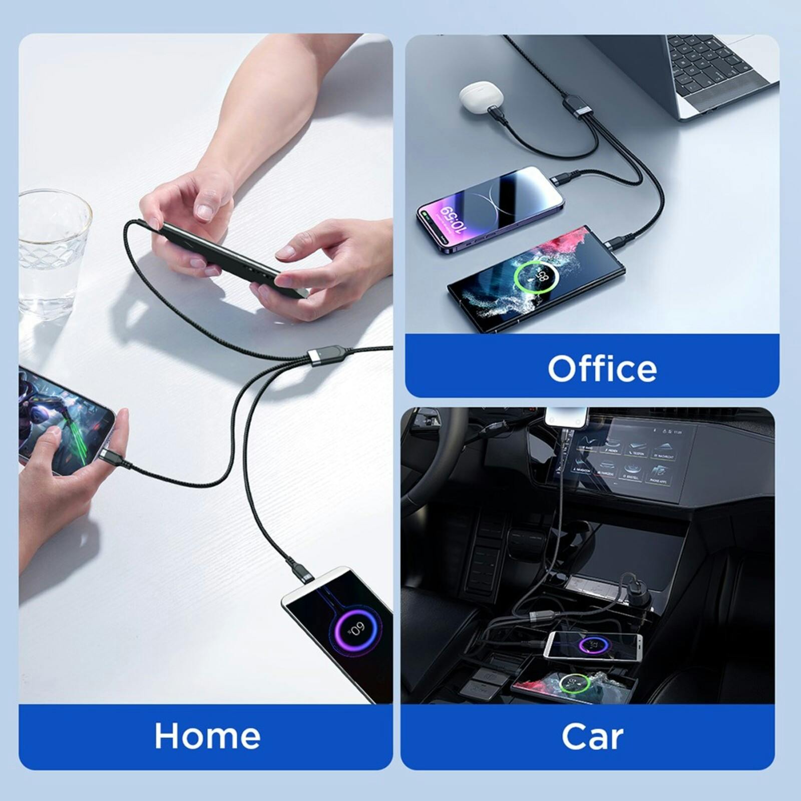 Joyroom All-in-One Oplaadkabel Zwart 1m