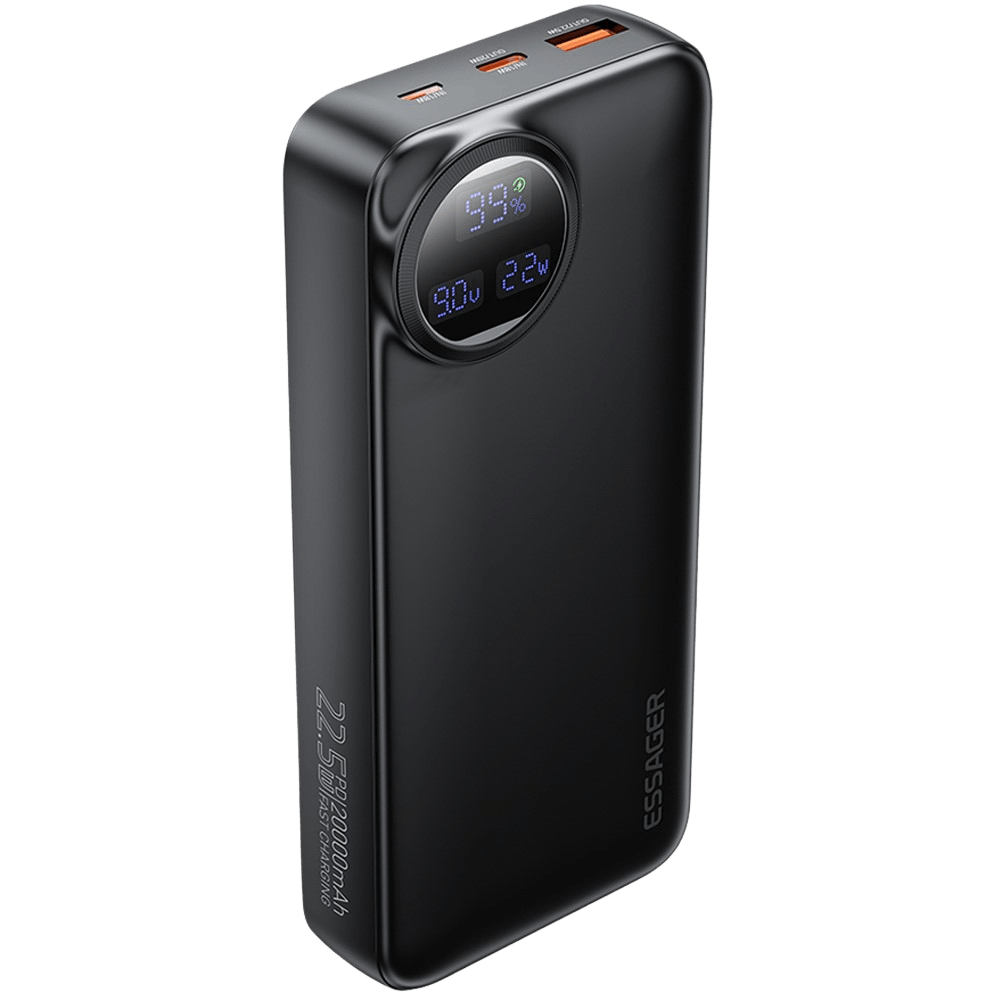 Essager 22.5W Universele Powerbank met Kabel Zwart 20.000 mAh