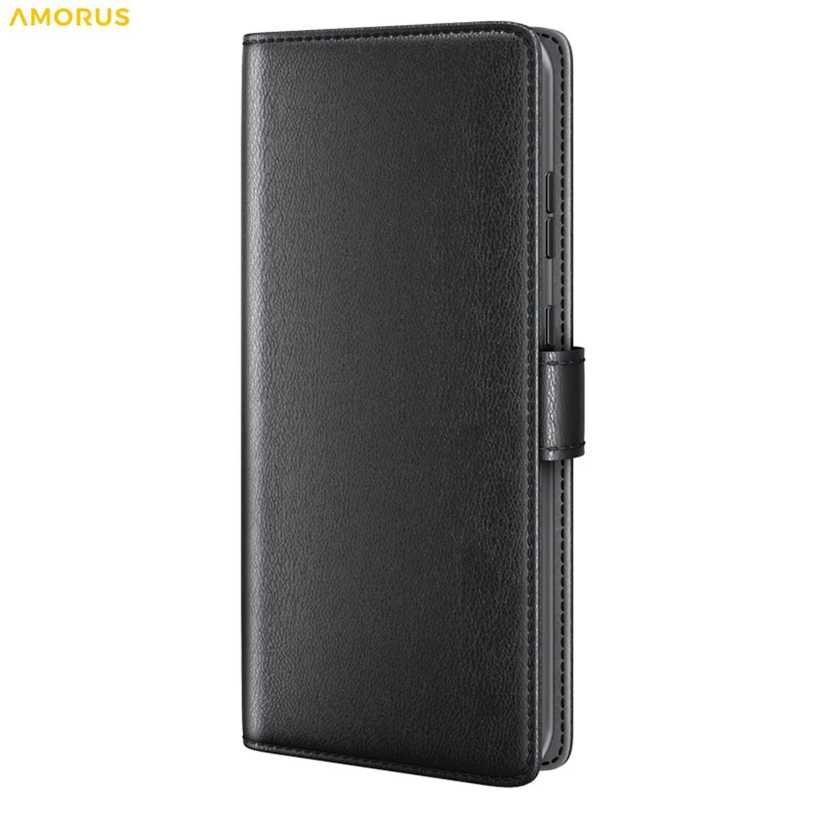 Amorus Samsung Galaxy A37 Real Leather Wallet Hoesje Zwart