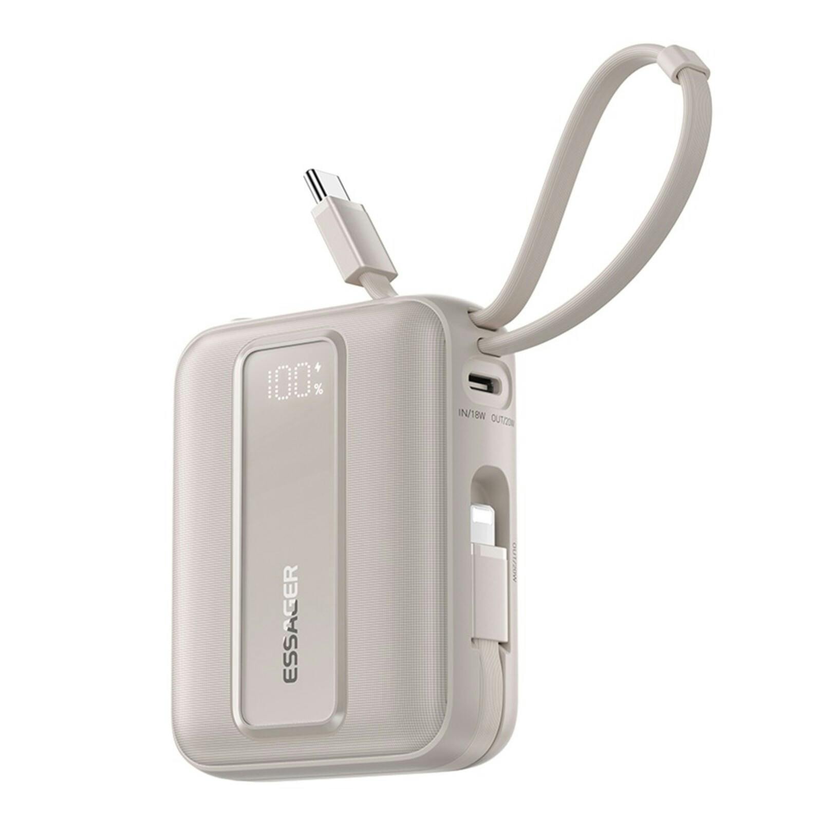 Essager Quick Charge Compact Powerbank met Kabels Titanium 10.000 mAh