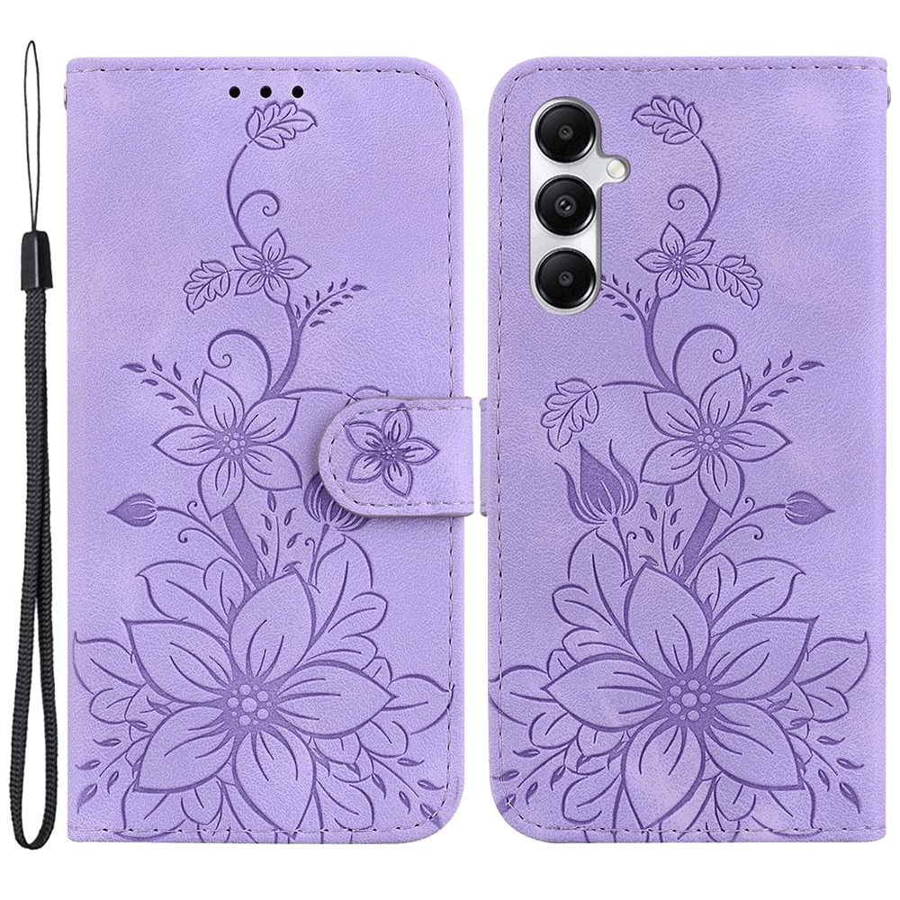 Comfycase Samsung Galaxy A05s Zacht Boek Hoesje met Gravure Paars