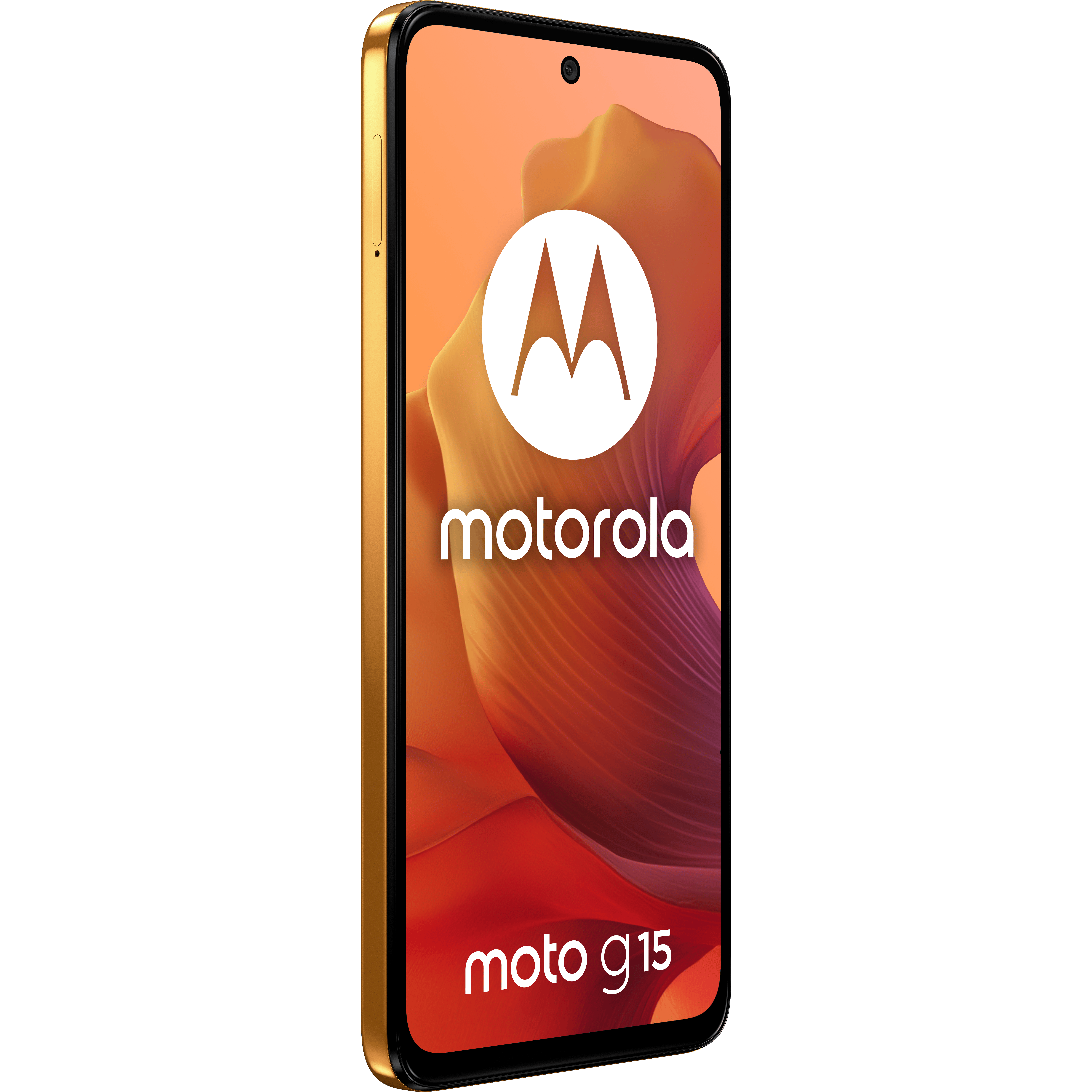 Motorola Moto G15 Sunrize Orange - Aanzicht vanaf links