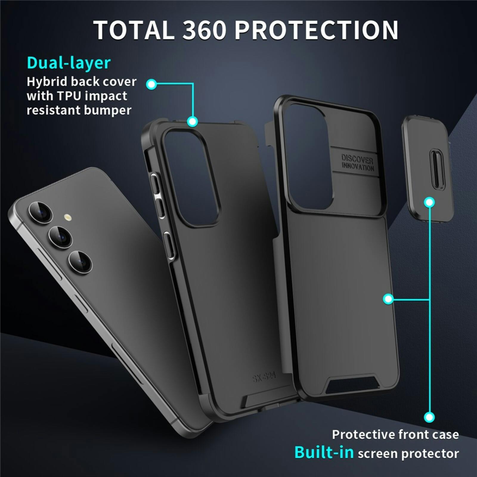 CaseBody Samsung Galaxy A17 Shield Case met Camera-schuif Zwart