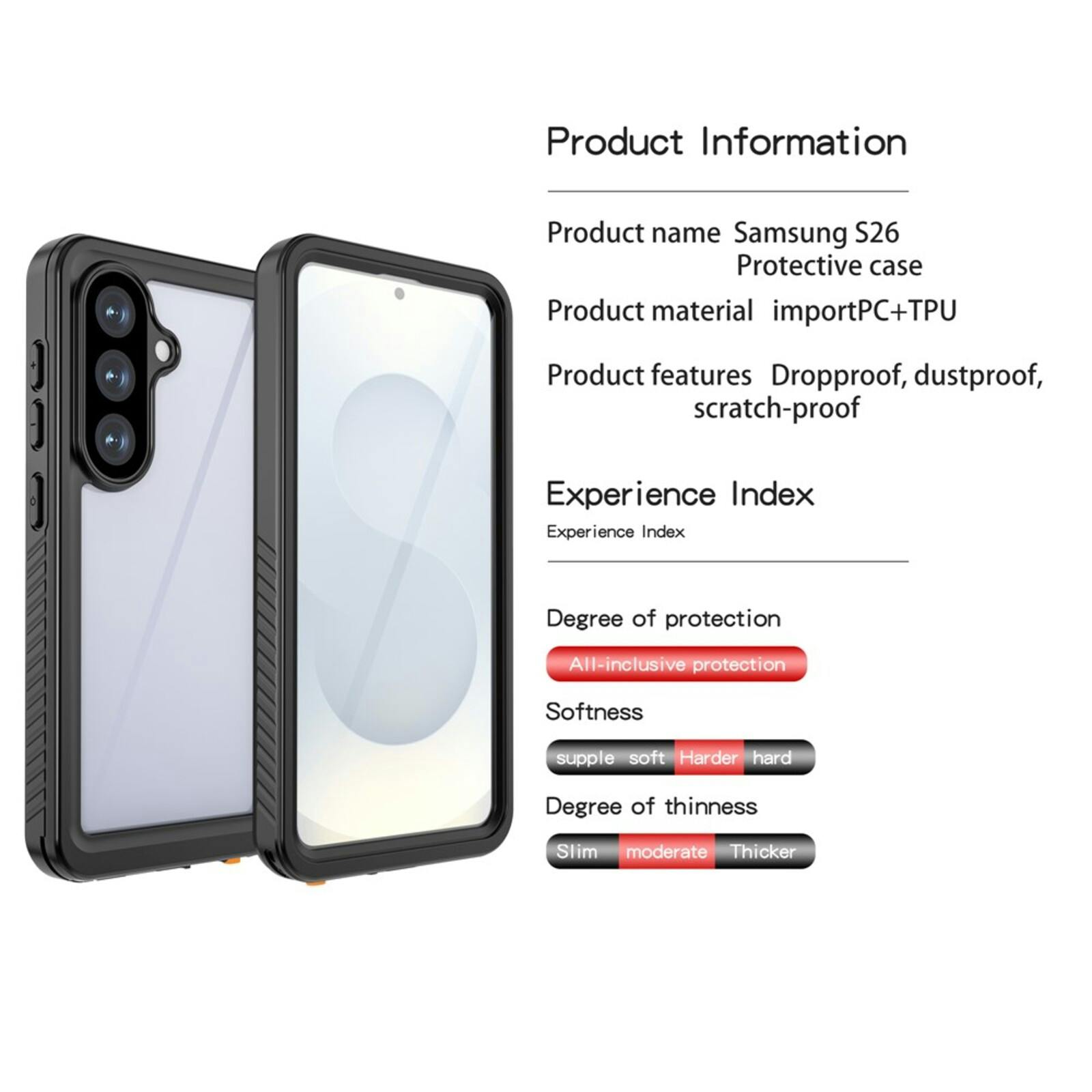 REDPEPPER Samsung S26 FS Series Waterproof Case Zwart