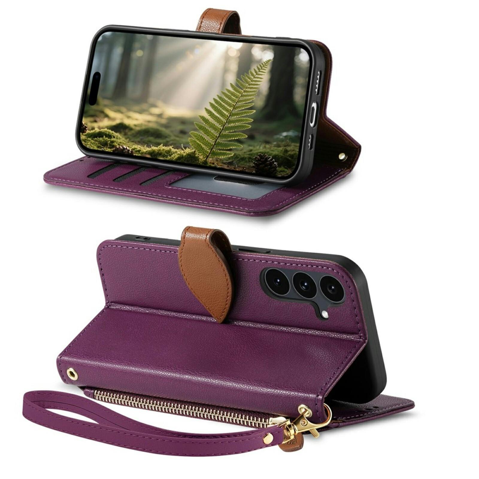 Comfycase Samsung Galaxy S26 FE Book Case met Bladsluiting en Polsband Paars