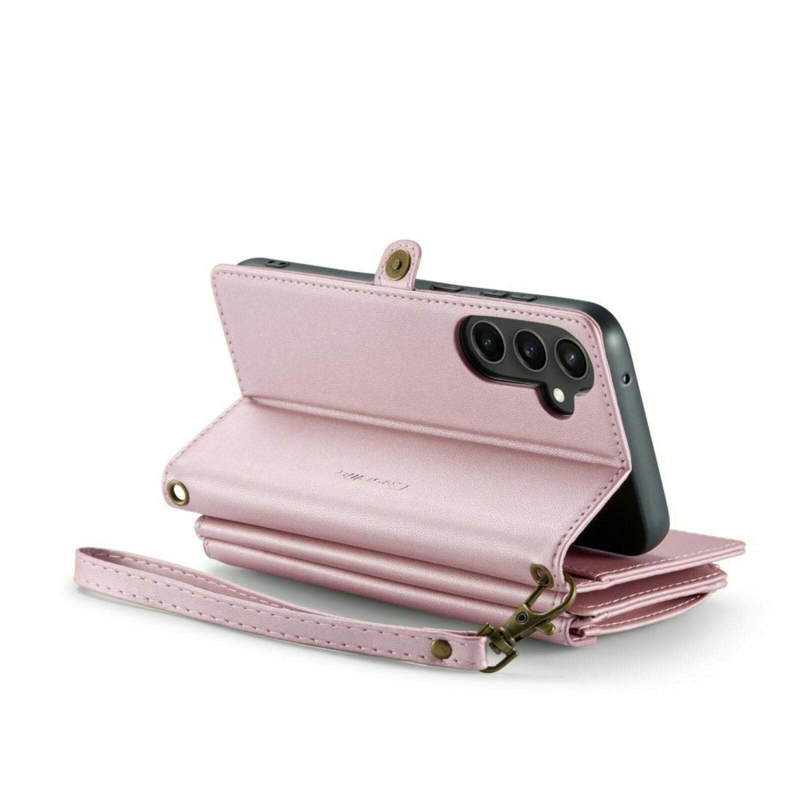 Caseme Samsung S23 FE Clutch Wallet met Koord Roze