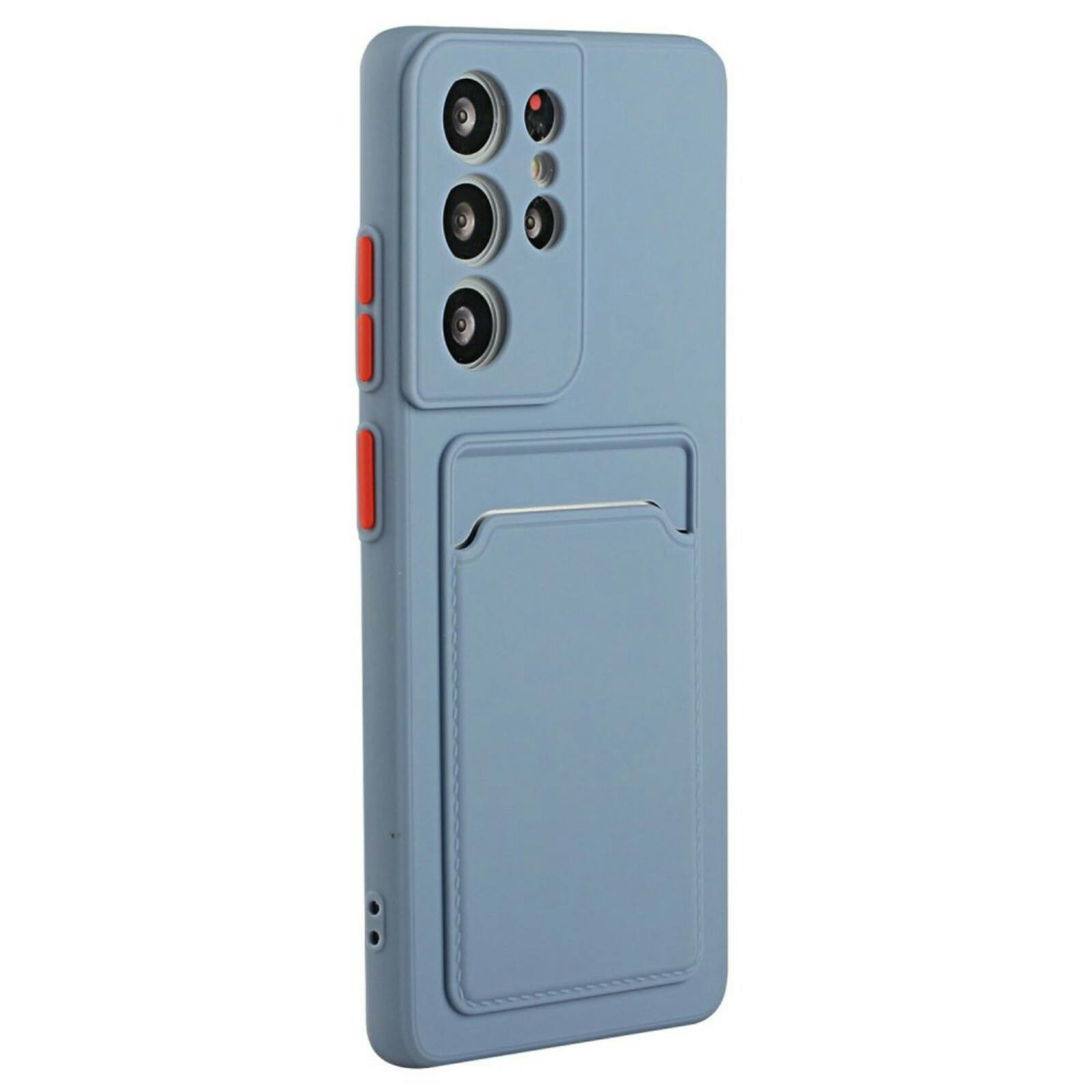 CaseBody Samsung Galaxy S24 Ultra Telefoonhoesje met Kaarthouder Grijsblauw