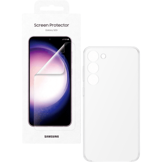 Samsung Galaxy S23 Plus Hoesje + Screenprotector Bundel Transparant - Voorkant