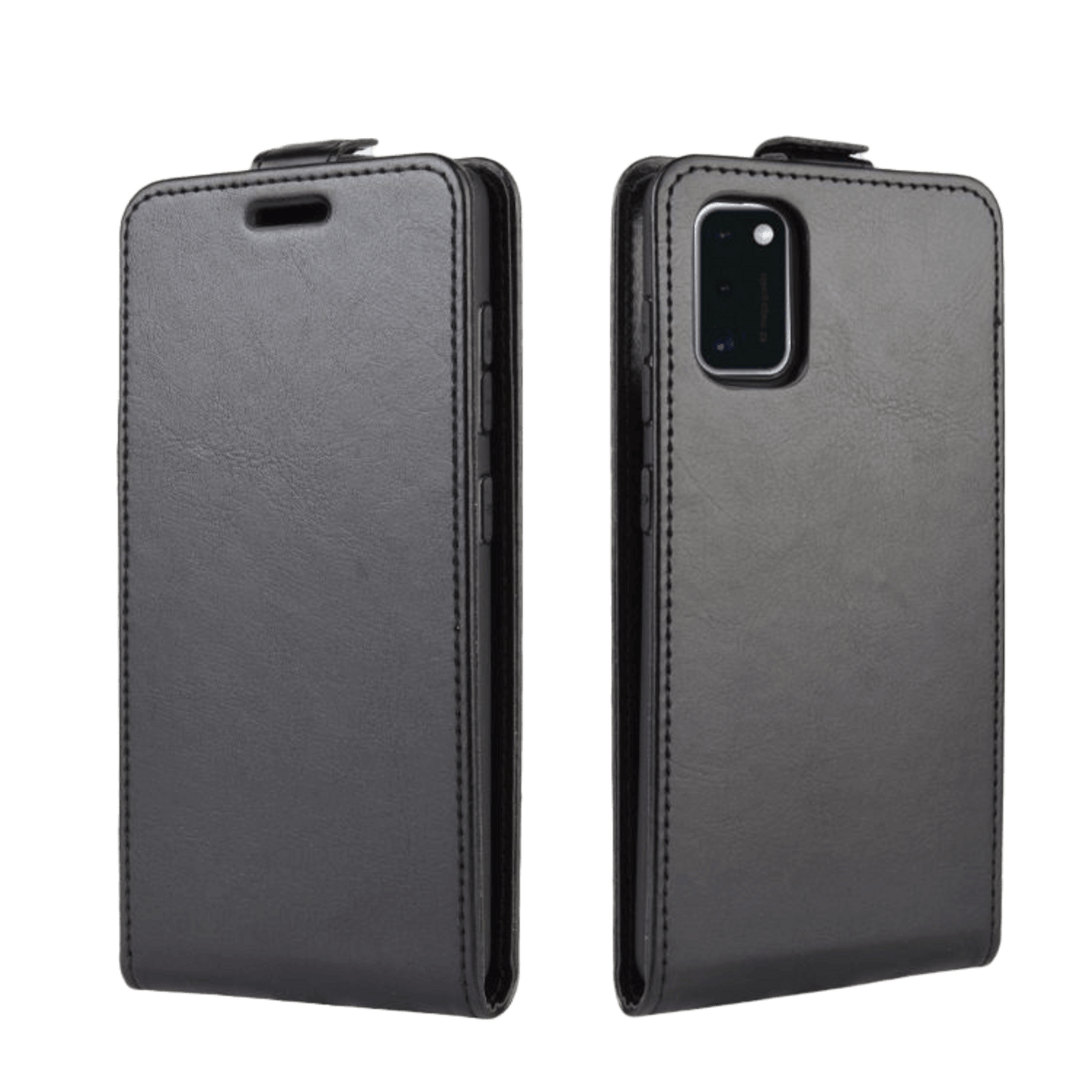 Comfycase Samsung Galaxy A41 Verticale Flip Cover met Pasruimte Zwart