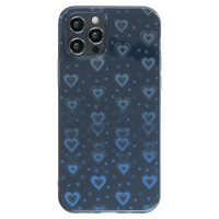 Mocaa iPhone 12 (Pro) 3D Effect Hartjes Hoesje Blauw