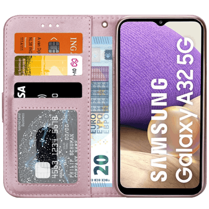 CaseBody Samsung Galaxy A32 zipper portemonnee hoesje Rosegoud