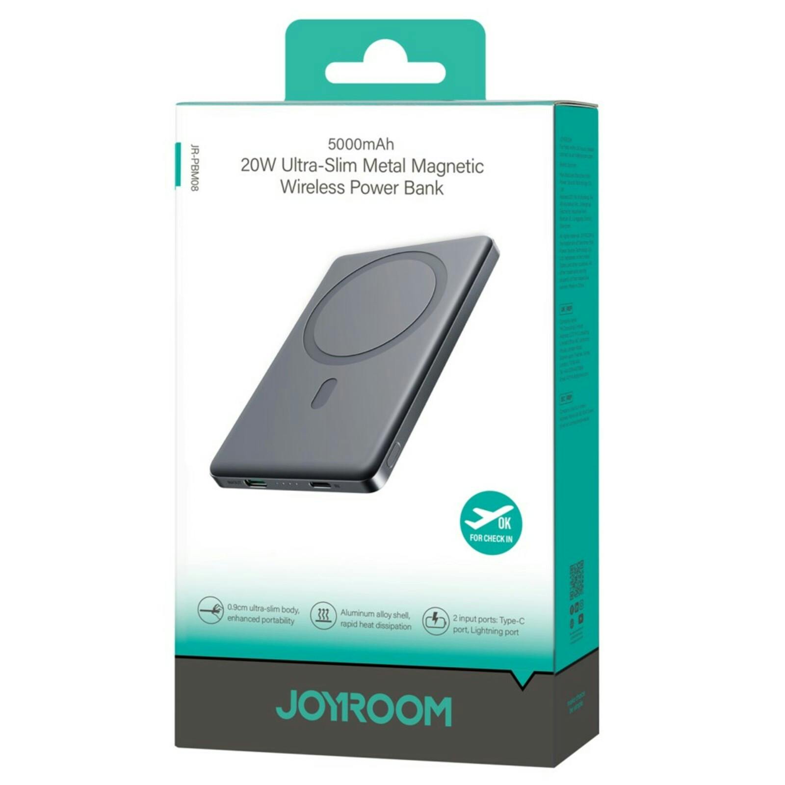 Joyroom 20W Ultra-thin MagSafe Powerbank Grijs 5.000 mAh