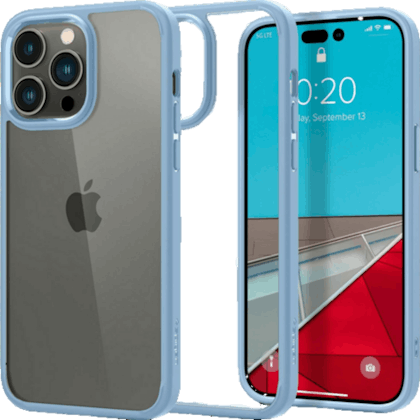 Spigen iPhone 14 Pro Max Doorzichtig Hard Hoesje Blauw - Voorkant & achterkant