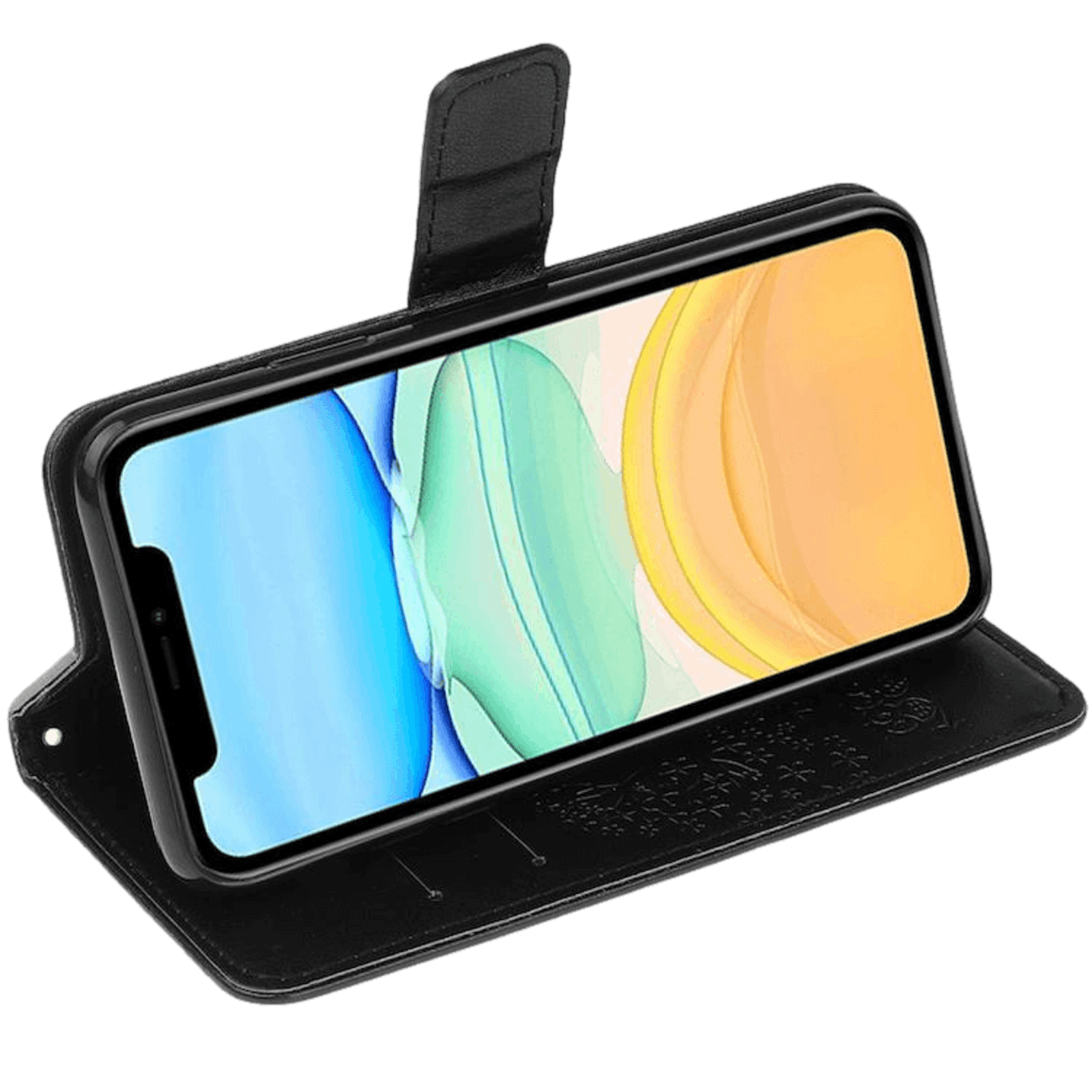 Comfycase iPhone 12 Mini Bookcase Hoesje Uiltjes Zwart